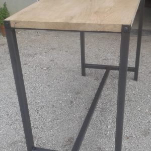 Table mange-debout en métal et plateau en hêtre massif